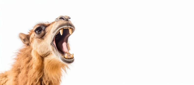 Camel screaming face banner image. Outdoor animal. Generate Ai