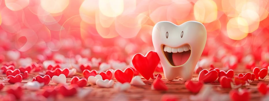 Happy tooth figurine with heart. Selective focus. Holiday.