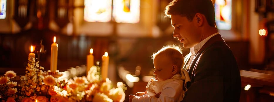 Baptism of a child in church. Selective focus. Kid.