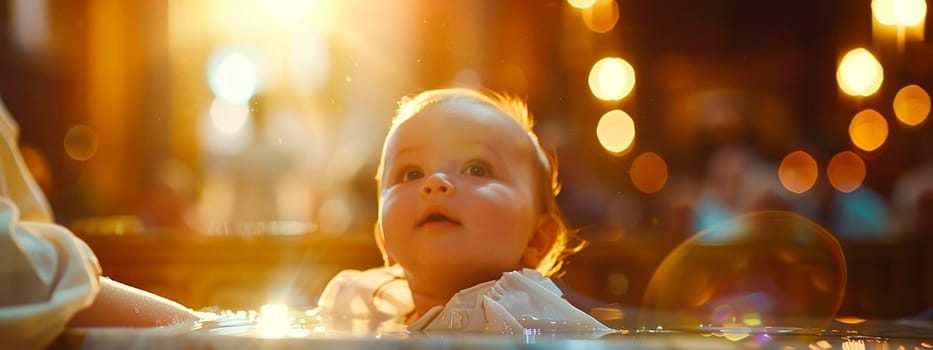 Baptism of a child in church. Selective focus. Kid.