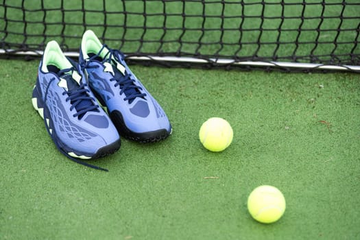 Paddle tennis objects and court. High quality photo
