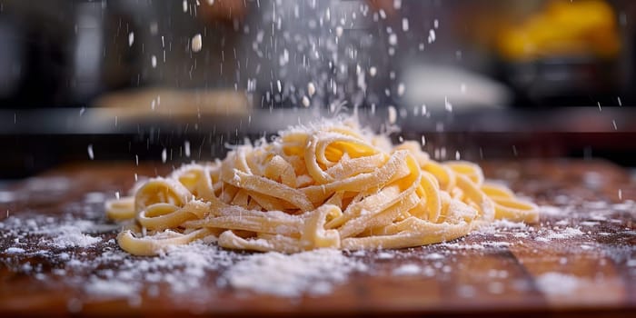 Classic Pasta on kitchen background. Diet and food concept