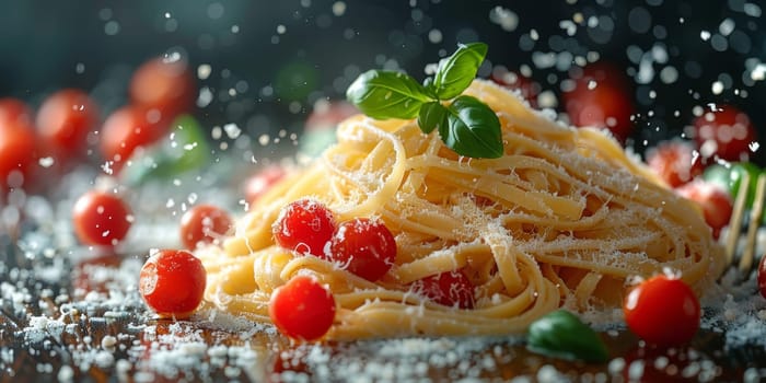 Classic Pasta on kitchen background. Diet and food concept