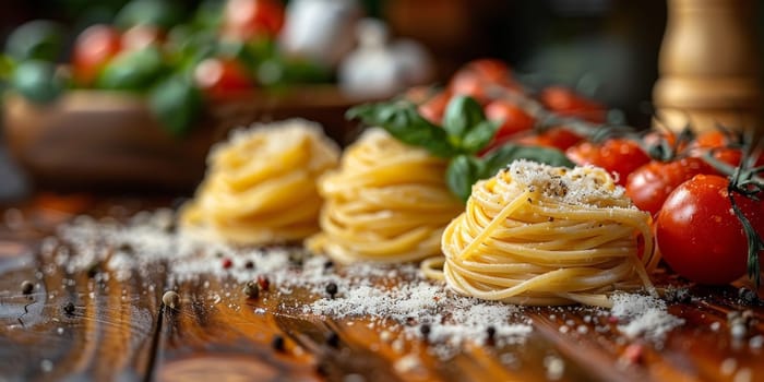 Classic Pasta on kitchen background. Diet and food concept