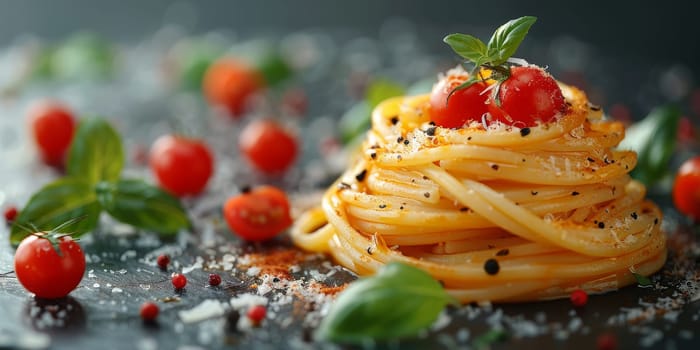 Classic Pasta on kitchen background. Diet and food concept