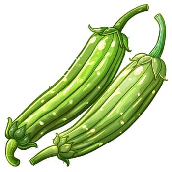 A cartoon illustration of two green zucchinis, a staple food and vegetable, on a white background. Zucchinis are a natural food ingredient derived from a terrestrial plant
