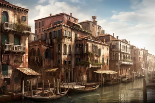 Venice grand old canal. Architecture building. Generate Ai