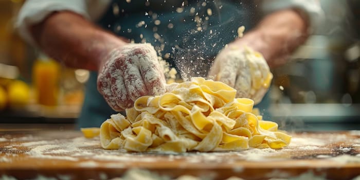 Classic Pasta on kitchen background. Diet and food concept