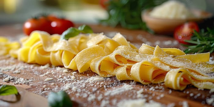 Classic Pasta on kitchen background. Diet and food concept