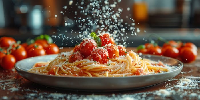 Classic Pasta on kitchen background. Diet and food concept