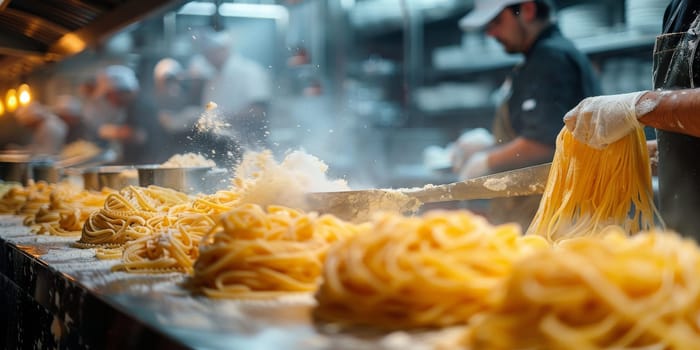 Classic Pasta on kitchen background. Diet and food concept