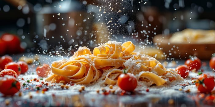 Classic Pasta on kitchen background. Diet and food concept