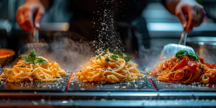 Classic Pasta on kitchen background. Diet and food concept