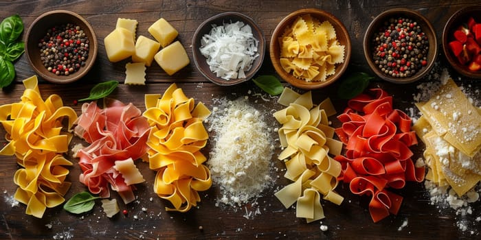 Classic Pasta on kitchen background. Diet and food concept