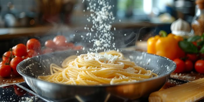 Classic Pasta on kitchen background. Diet and food concept