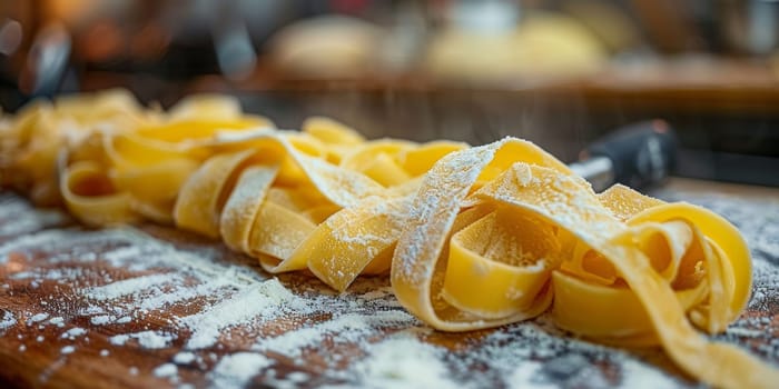 Classic Pasta on kitchen background. Diet and food concept