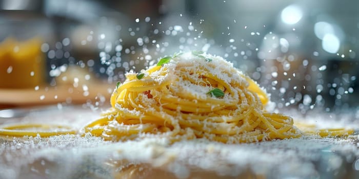 Classic Pasta on kitchen background. Diet and food concept