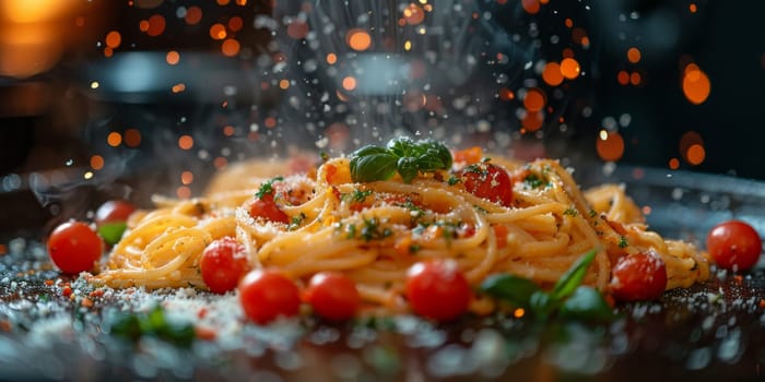 Classic Pasta on kitchen background. Diet and food concept