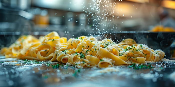 Classic Pasta on kitchen background. Diet and food concept