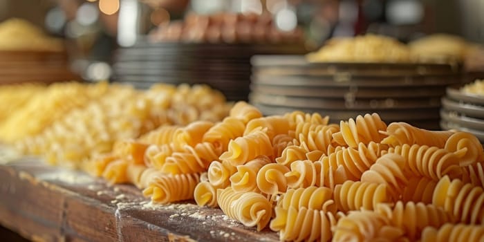 Classic Pasta on kitchen background. Diet and food concept