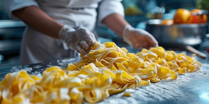 Classic Pasta on kitchen background. Diet and food concept