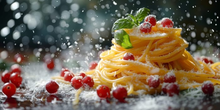 Classic Pasta on kitchen background. Diet and food concept