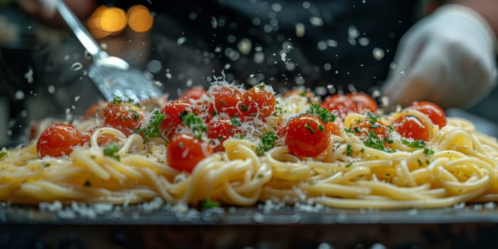 Classic Pasta on kitchen background. Diet and food concept