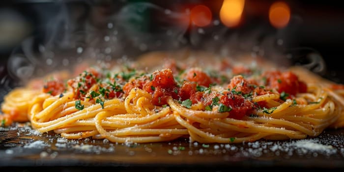 Classic Pasta on kitchen background. Diet and food concept