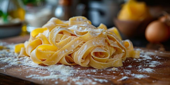 Classic Pasta on kitchen background. Diet and food concept