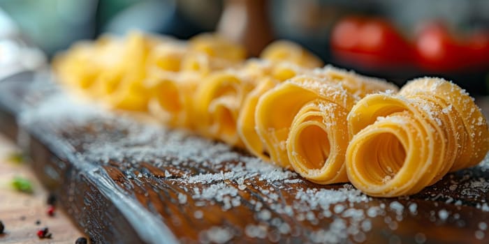 Classic Pasta on kitchen background. Diet and food concept