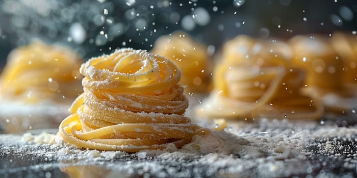 Classic Pasta on kitchen background. Diet and food concept