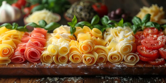 Classic Pasta on kitchen background. Diet and food concept