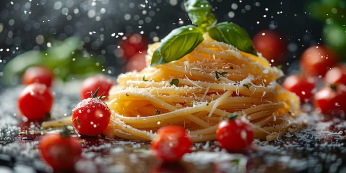 Classic Pasta on kitchen background. Diet and food concept