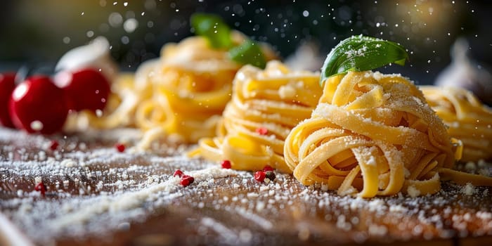 Classic Pasta on kitchen background. Diet and food concept