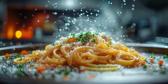 Classic Pasta on kitchen background. Diet and food concept