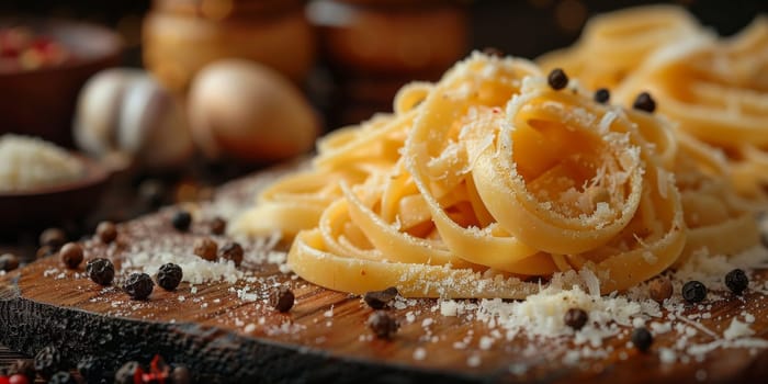 Classic Pasta on kitchen background. Diet and food concept