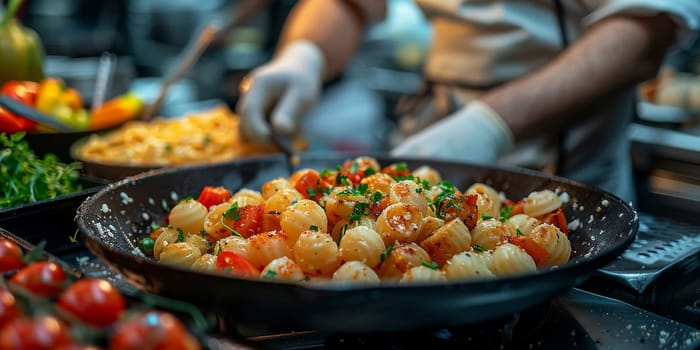 Classic Pasta on kitchen background. Diet and food concept