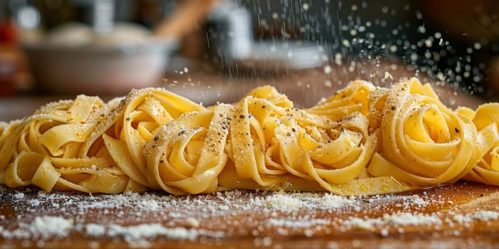 Classic Pasta on kitchen background. Diet and food concept