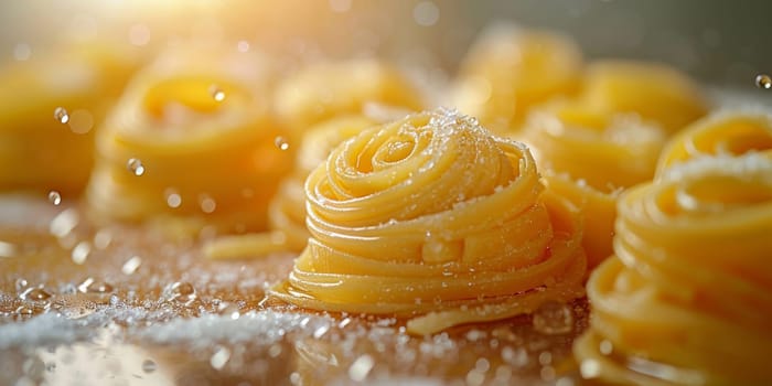 Classic Pasta on kitchen background. Diet and food concept