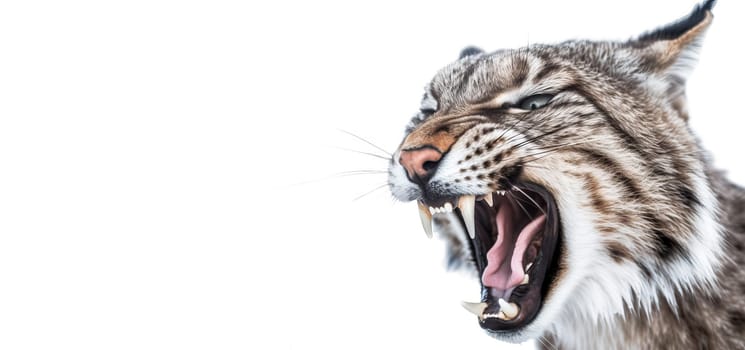 Lynx screaming face banner. Face nature mammal. Generate Ai