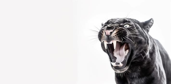 Black cat screaming hair banner. Cute feline. Generate Ai