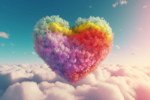 Rainbow cloud love. Love nature light. Generate Ai