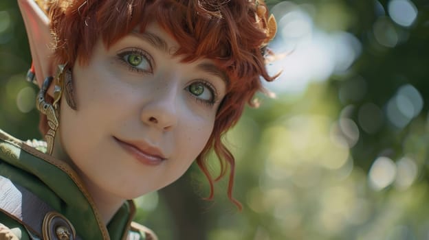 Girl in an elf costume against the backdrop of a cosplay event AI