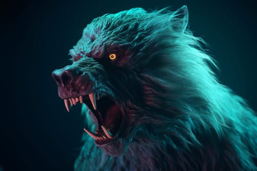 Scary werewolf. Angry wolf dark. Generate Ai