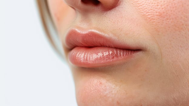 Natural lips close up, no retouching, natural skin texture AI