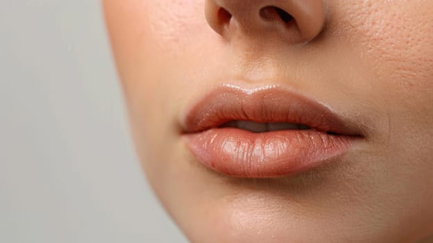 Natural lips close up, no retouching, natural skin texture AI