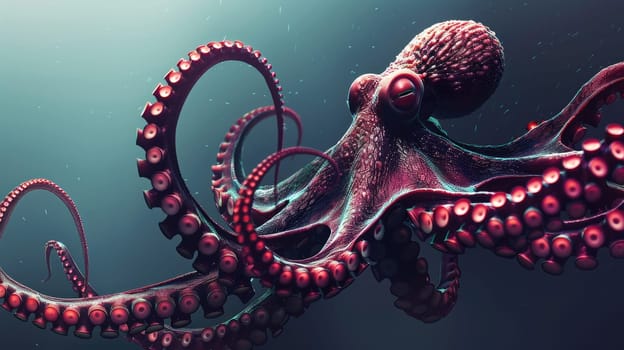 Octopus in its natural habitat on the seabed with its tentacles AI