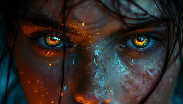 Colorful cinematic close-up photo of a girl's eyes . High quality photo