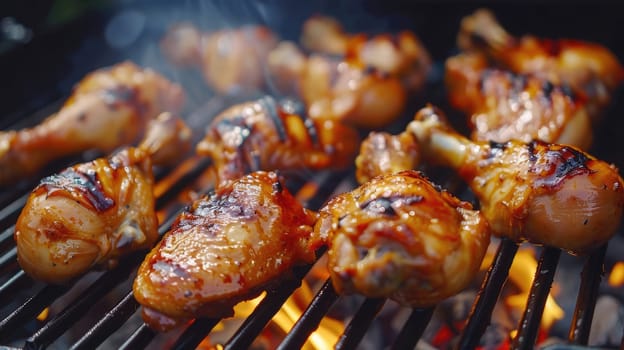 Sweet and spicy honey grilled chicken. Chicken legs cooked in Asian style AI