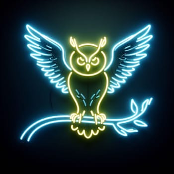 Neon Owl. High quality illustration